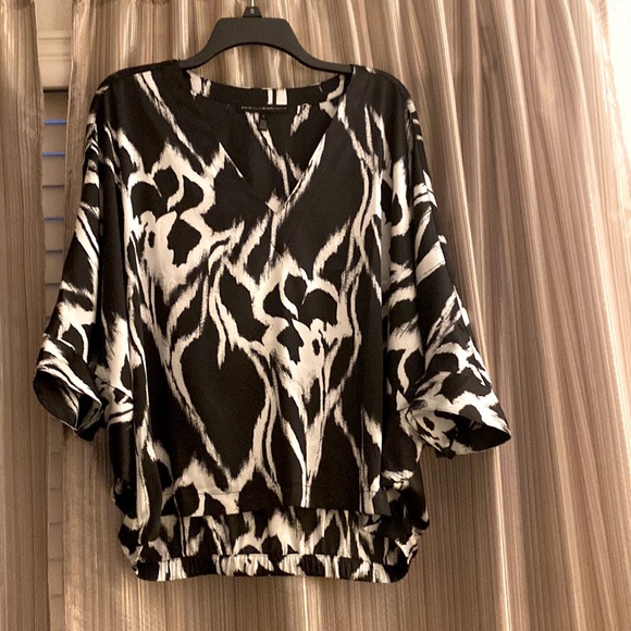 White House Black Market Tops - White House Black Market blouse; black and white; black & white; Dolman sleeved